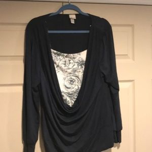 Women Plus Lane Bryant Venezia Navy Blouse 18/20W
